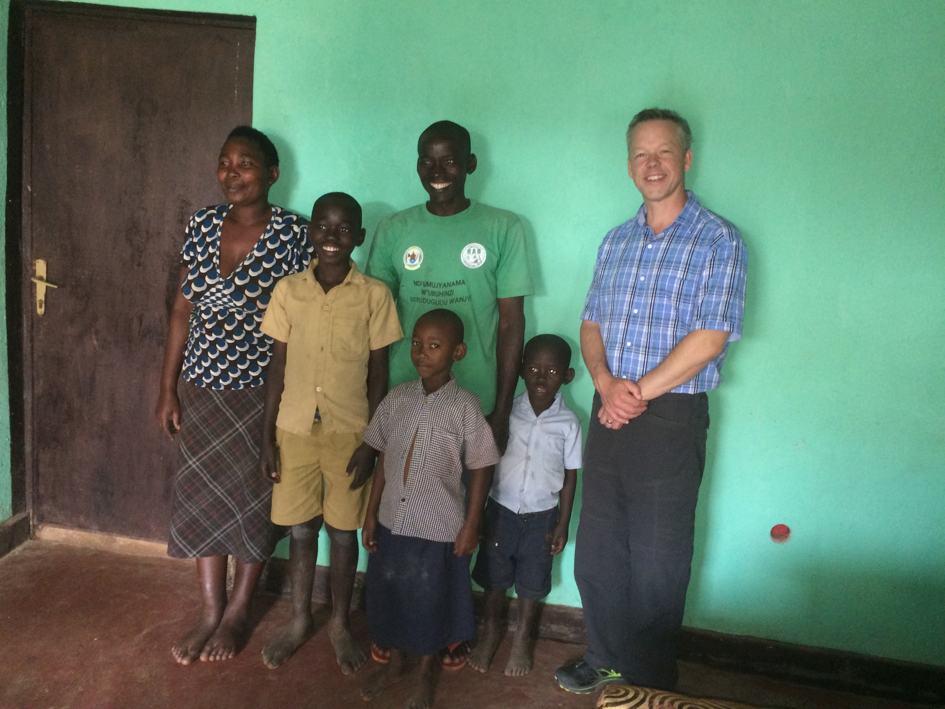 A family gathered inside their home during a visit
